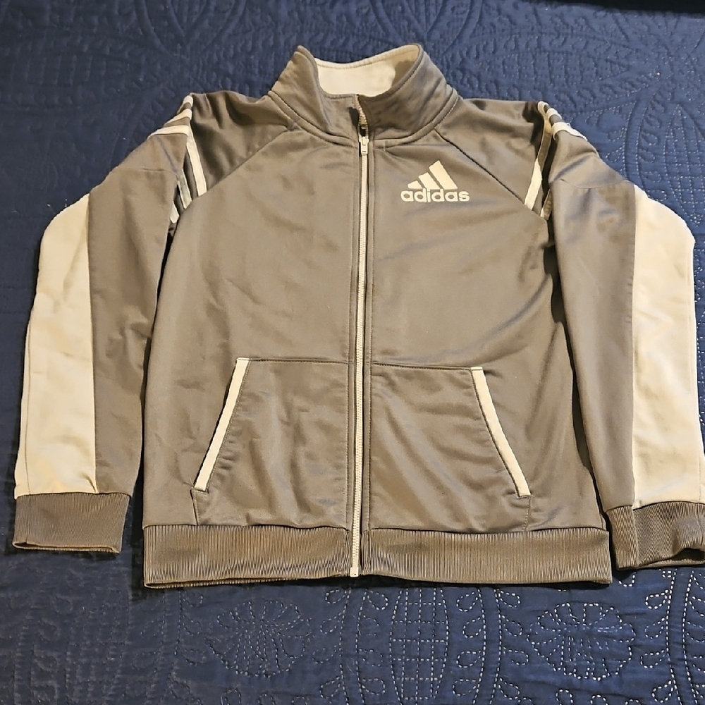 Adidas Gray and White Track Jacket